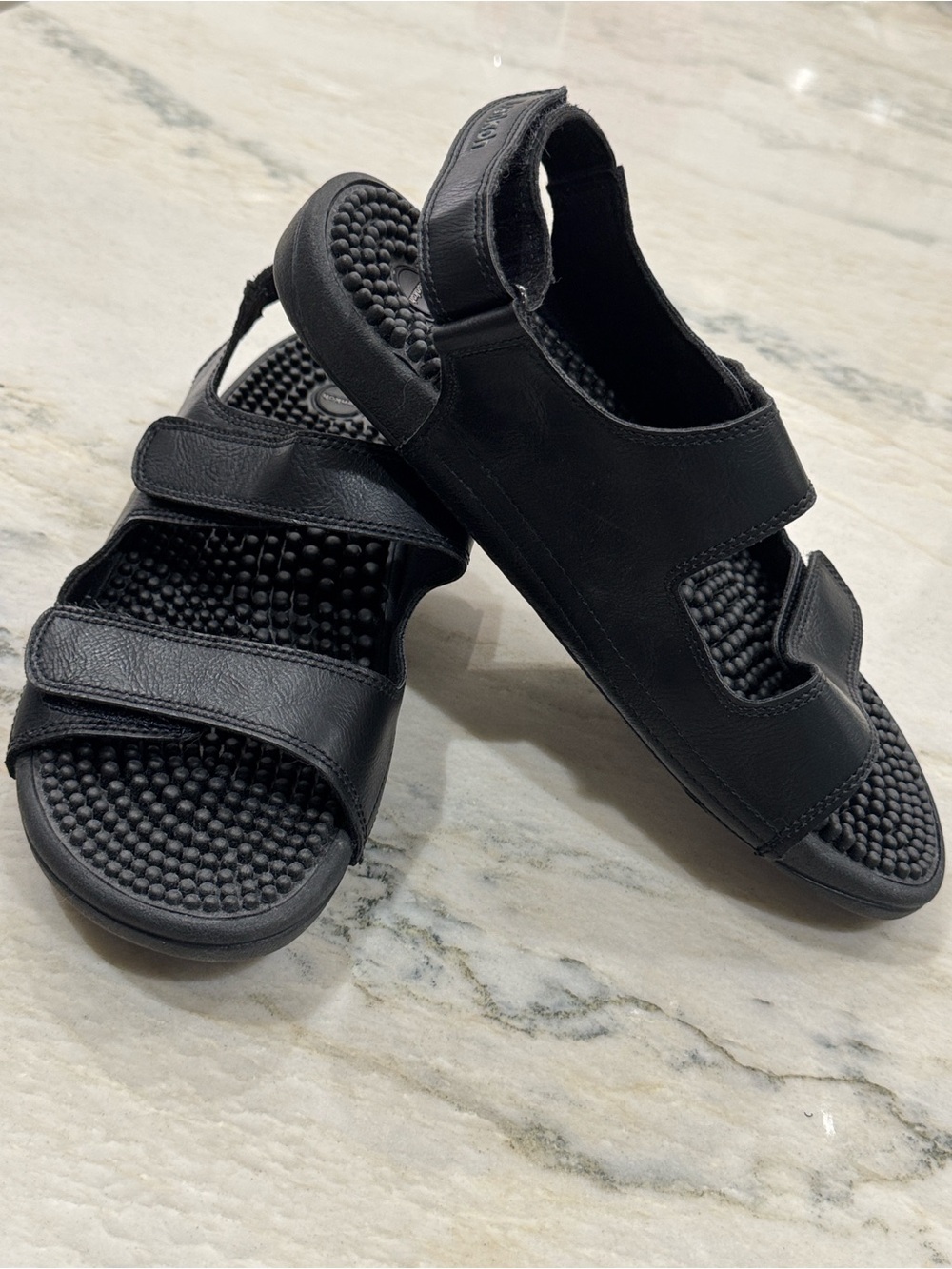 Kenkoh Reflexology Black vegan Adjustable Strap Sandals
